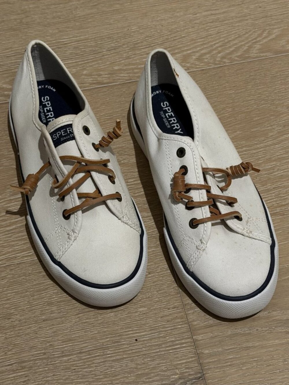Sperry Seacoast White Canvas Boat Sneakers Women's 7.5